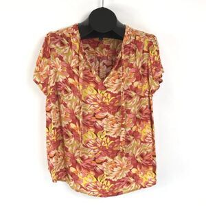 Torrid Floral Rayon Crepe Tie Flutter Sleeve Peasant Top Women's Plus Size 1/1X